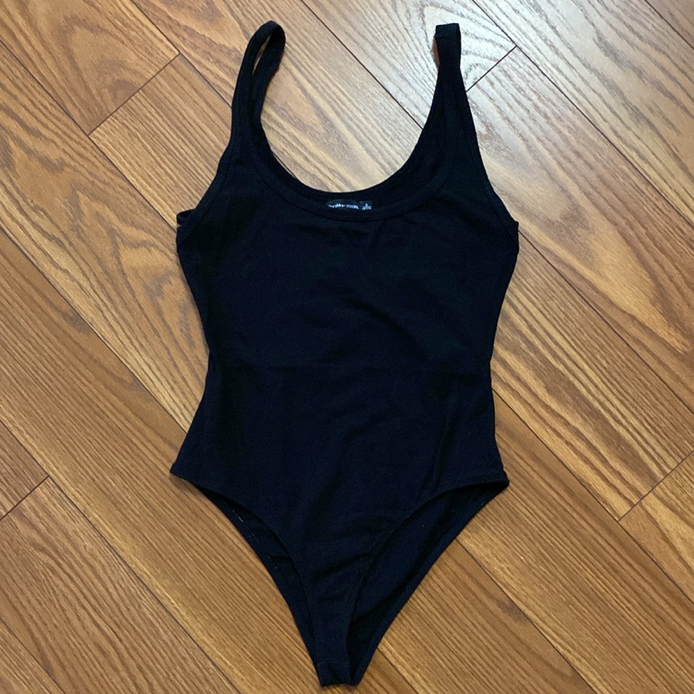 Bershka women’s black cotton stretch pull up layering body suit size S